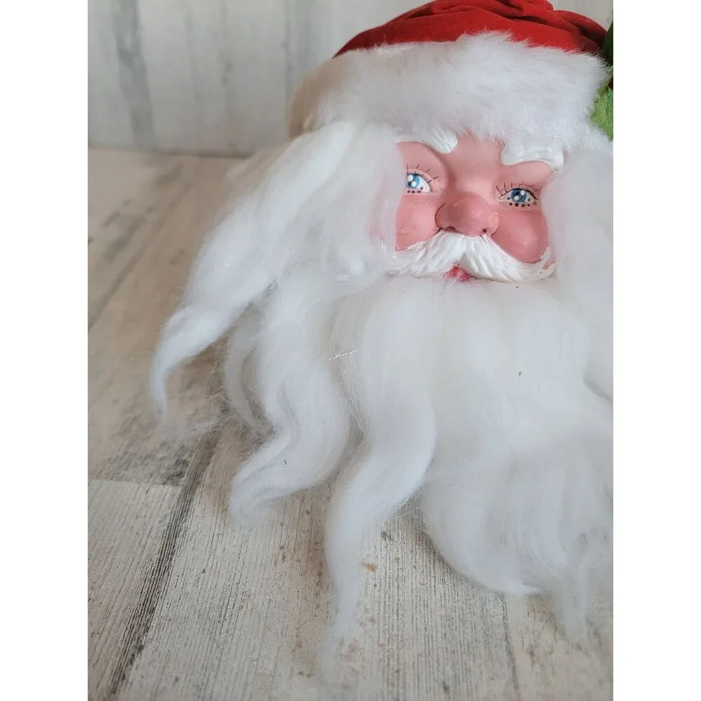 Santa Claus face vintage mistletoe hat ornament Xmas decor‎